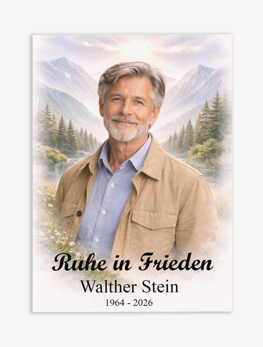Personalisiertes Erinnerungs-Porträt auf Leinwand | Aquarell Natur