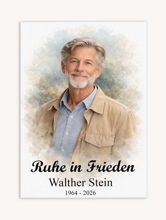 Personalisiertes Erinnerungs-Porträt auf Leinwand | Aquarell Harmonie