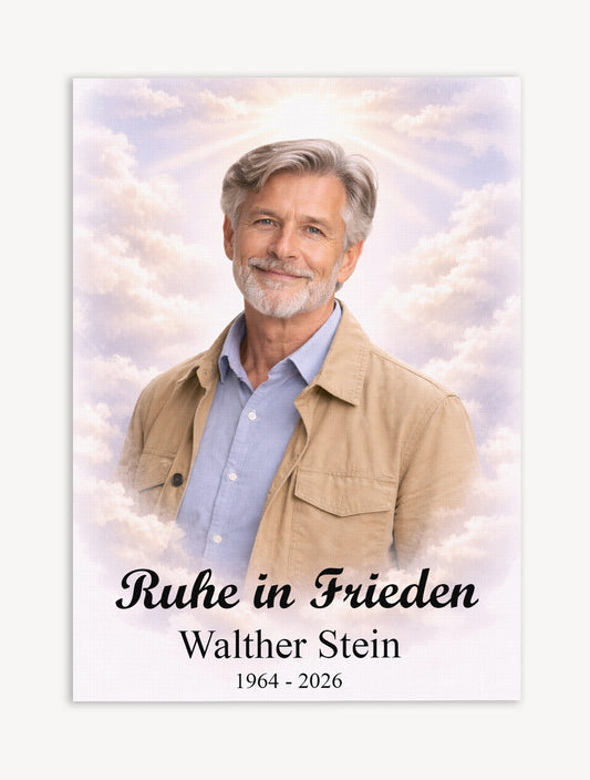 Personalisiertes Erinnerungs-Porträt auf Leinwand | Aquarell Himmel