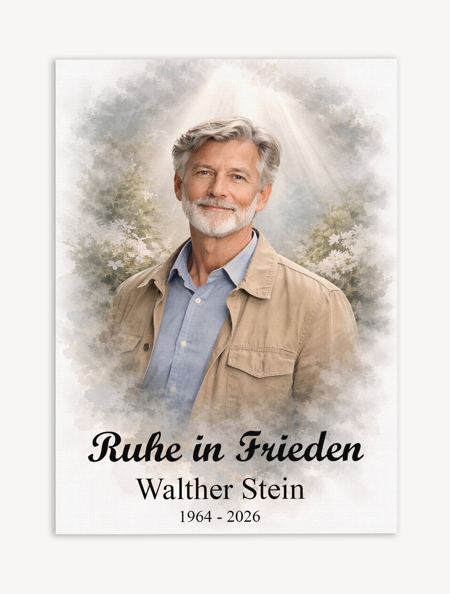 Personalisiertes Erinnerungs-Porträt auf Leinwand | Aquarell Frieden