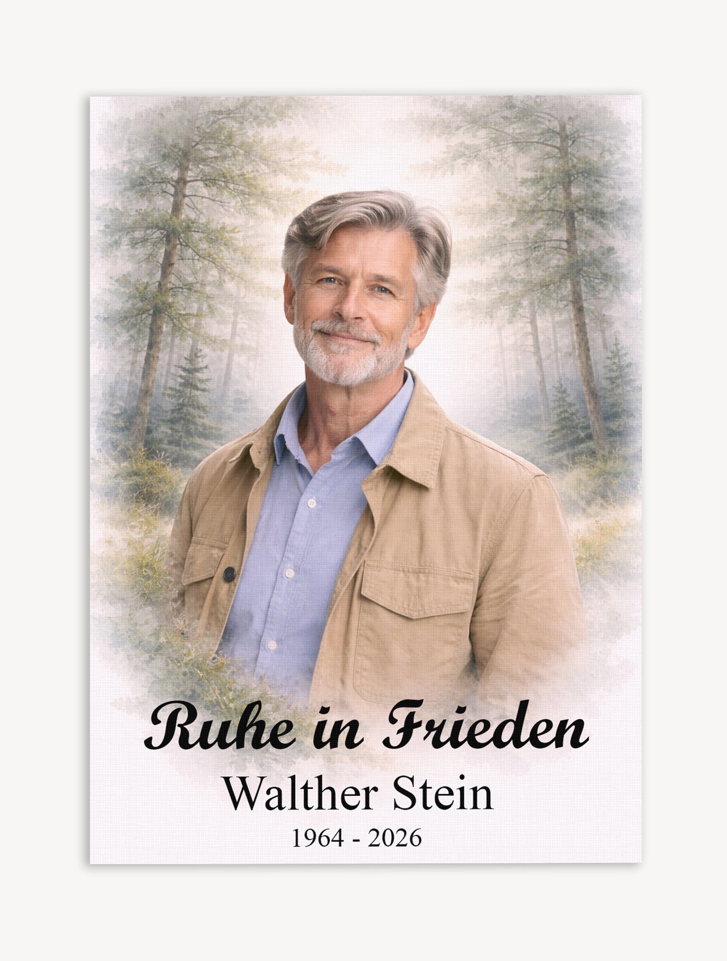 Personalisiertes Erinnerungs-Porträt auf Leinwand | Aquarell Stille