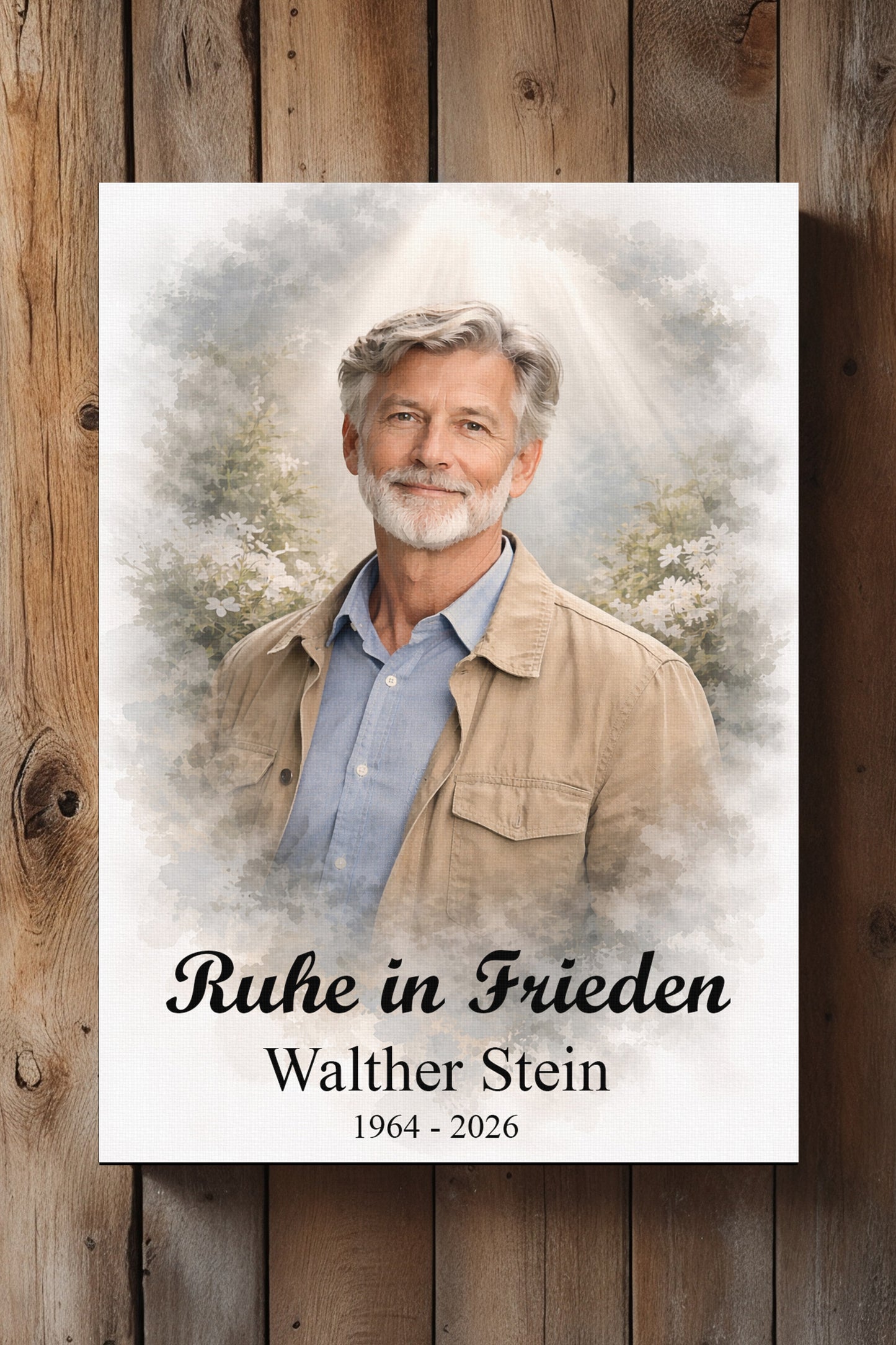 Personalisiertes Erinnerungs-Porträt auf Leinwand | Aquarell Frieden