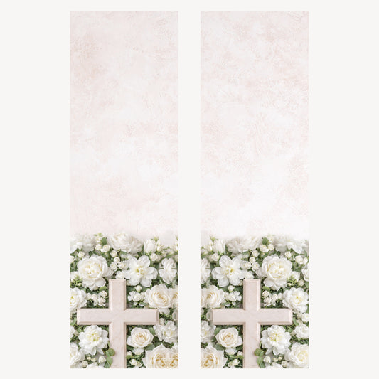 Trauerschleife Kreuz mit Rosen – Individuell bedruckbar | M3
