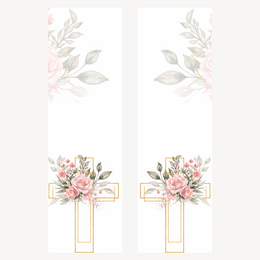 Trauerschleife Kreuz mit Blumen – Individuell bedruckbar | M7